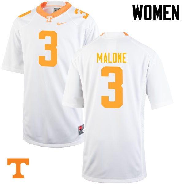 Women #3 Josh Malone Tennessee Volunteers College Football Jerseys-White - Click Image to Close